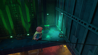 Robin Balancing on a Tether Rope, Overlooking a Riddler Cube